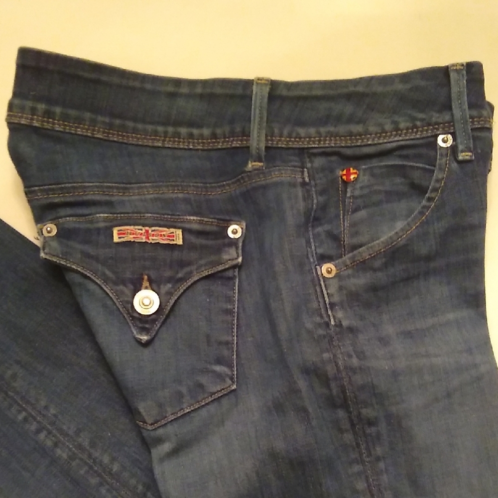 Hudson Skinny Jeans Dark Blue Denim with Silver Buttons, #26 - Picture 2 of 11